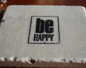 Natural Stone 'BE HAPPY' Drink Coasters (Set of 4)