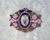 Purple Flower Fairy In A Bubble Cameo Pin/Brooch Pendant Signed OOAK C Erbsland