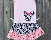 Reserved for KellaBella18 Minnie Mouse Outfit - Girls Skirt and shirt - 6 month - 6years