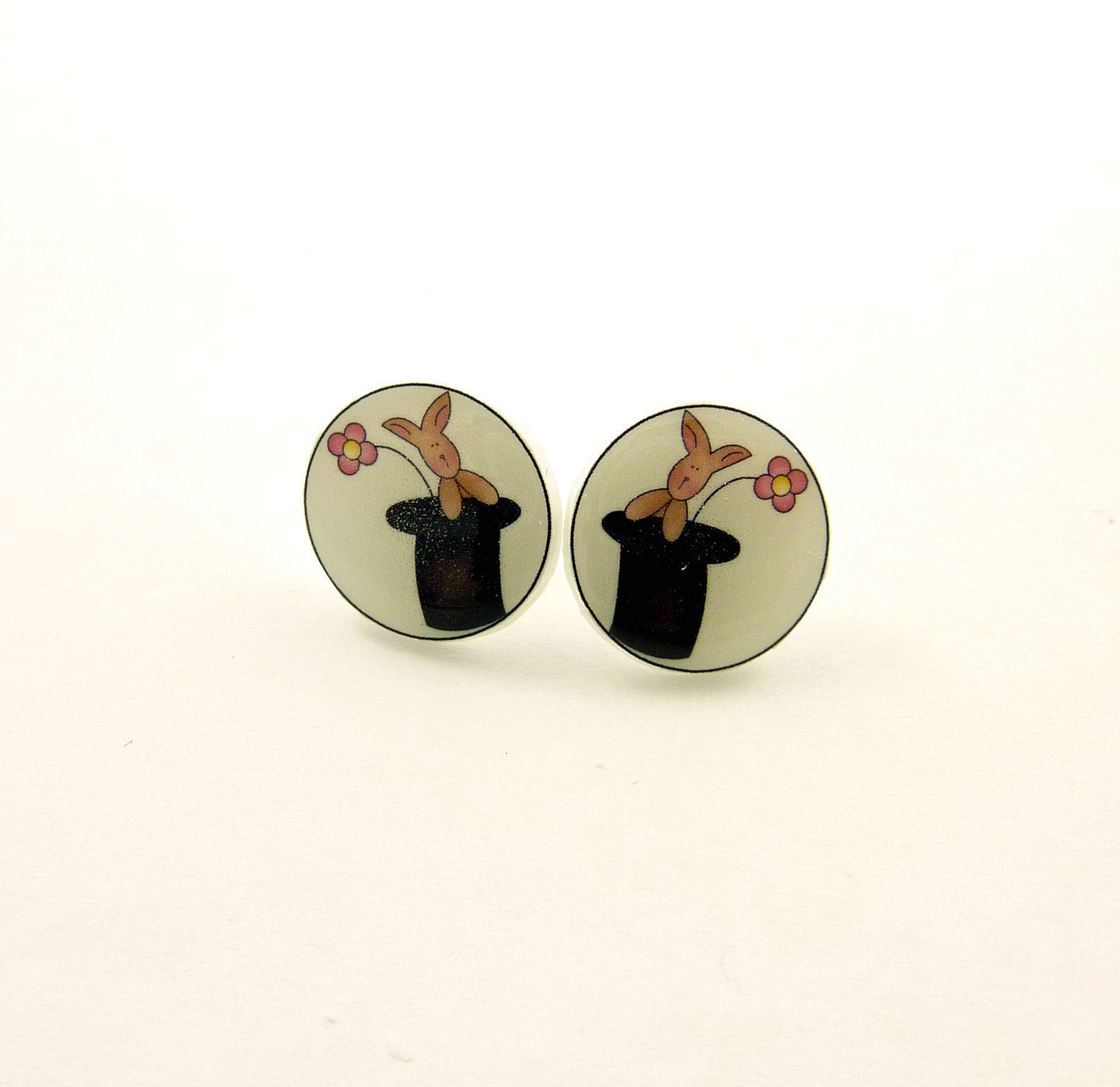 Rabbit Earrings.  Resin Earrings.   Resin Post Earrings.  Easter or Spring Bunny Earrings.