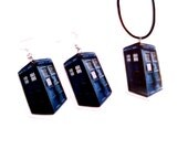 Large Doctor Who Inspired TARDIS Necklace & Earrings Set, Original Blue Police Box Design by Bohemian Bear on Etsy.