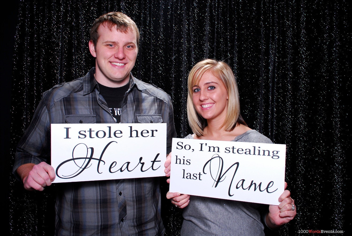 Wedding Signs, Save the Date, Engagment Photo Props, I stole her Heart, so I am stealing his Last Name