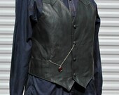 Mens Leather Vest Grey Vintage