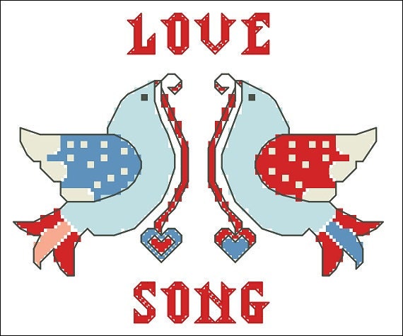 Cross stitch pattern-Valentine designe-Love song