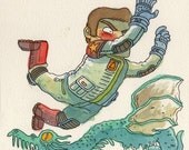 Dash Galaxy in the Alien Asylum - original NES illustration