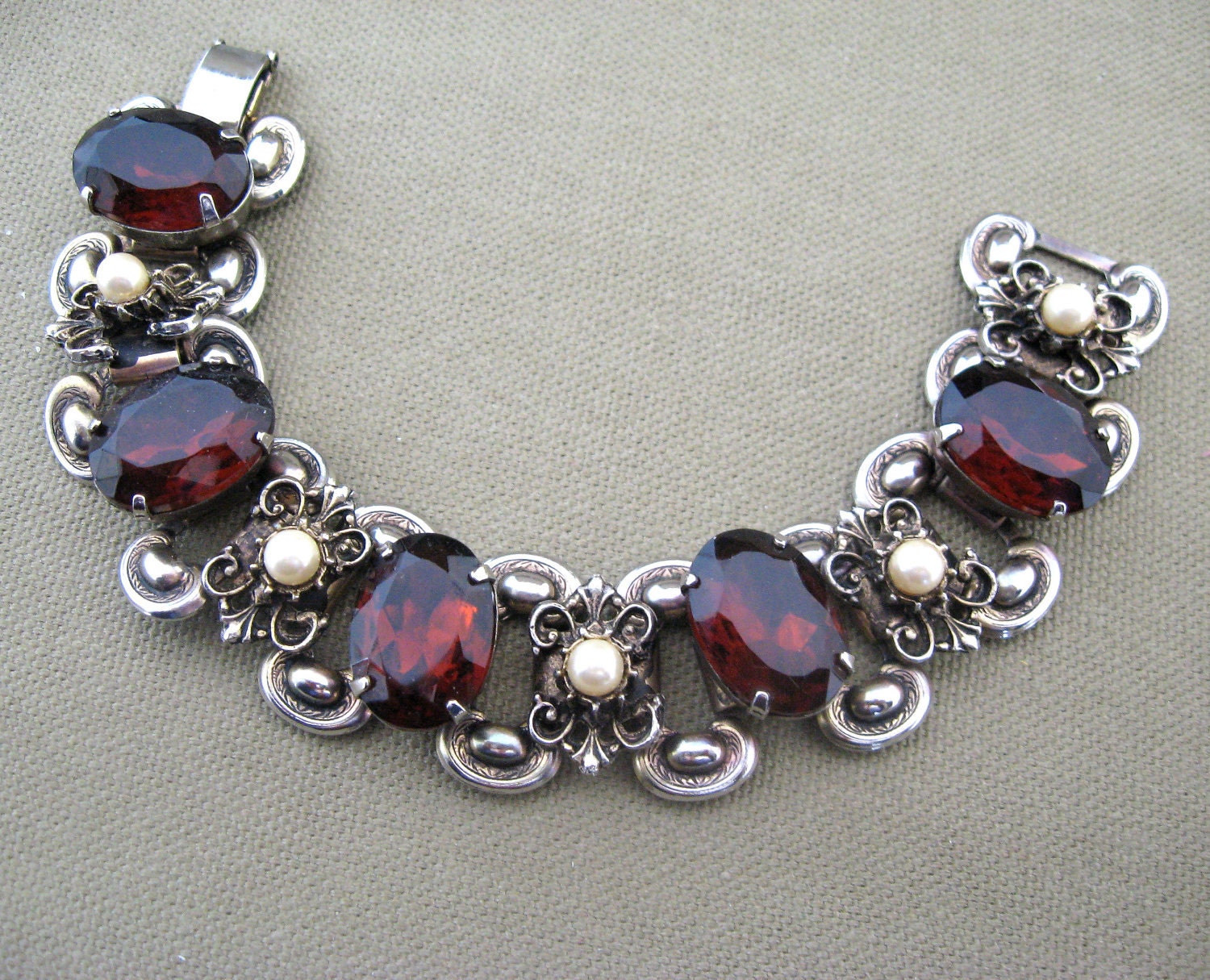 Chunky Vintage Rhinestone Bracelet Autumn Umber Color