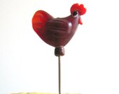 OOAK - Multi use Straight Pin, needle  -  Maroon Chicken - For Pincushions, Coark Board and Office Walls