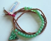 Recycled Skateboard  Necklace Triangle Cyclops Collection-Copper and Sage