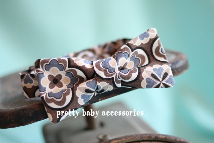 Floral Boys Bow Tie - Neutral and Blue Print Tie