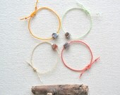 Grounded Bracelet in Cream- Braided Linen and Agate Cube