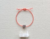 Grounded Bracelet in Coral- Braided Linen and Agate Cube