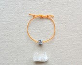 Grounded Bracelet in Curry- Braided Linen and Agate Cube