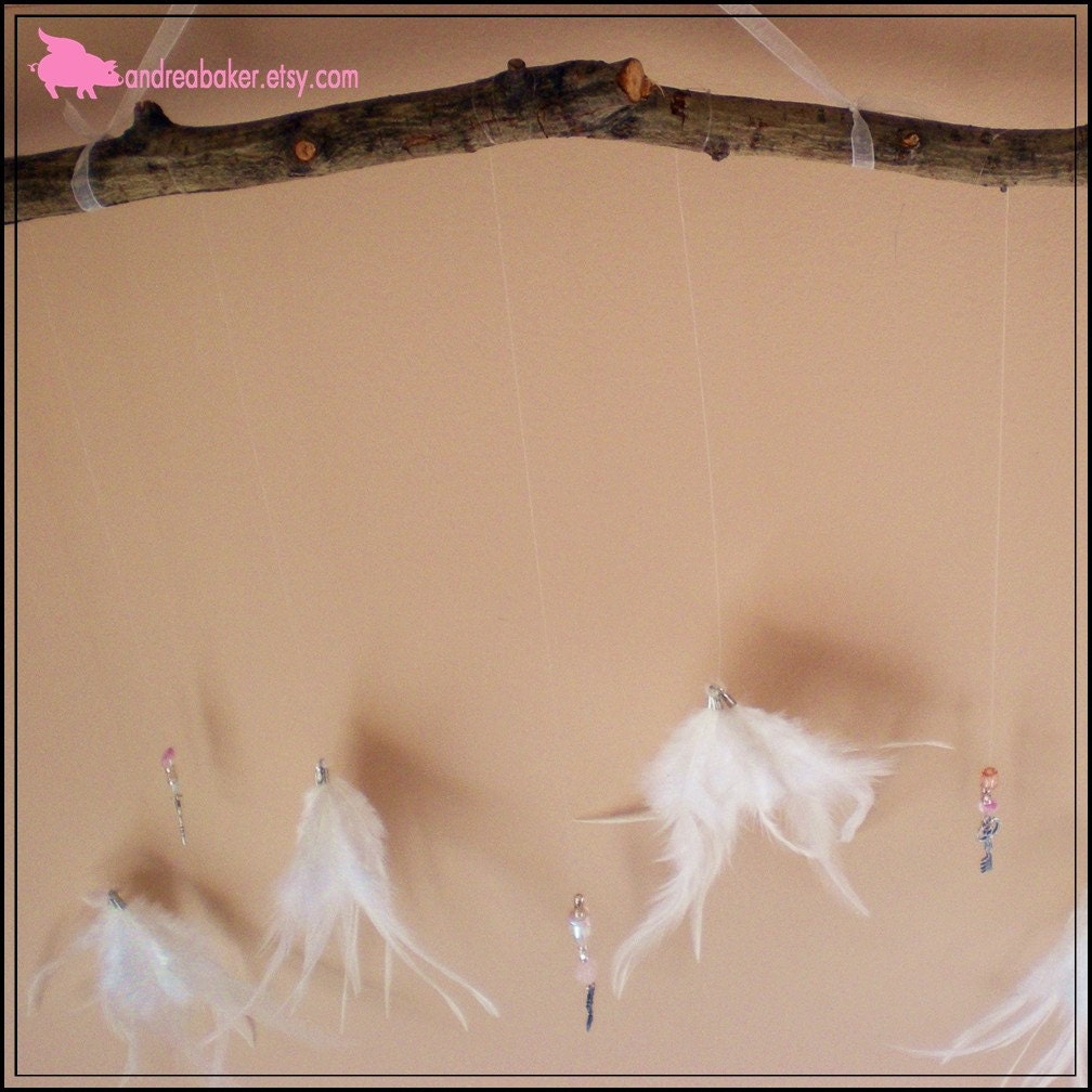 Briella - A Wood Wall Hanging with Feathers and Beads
