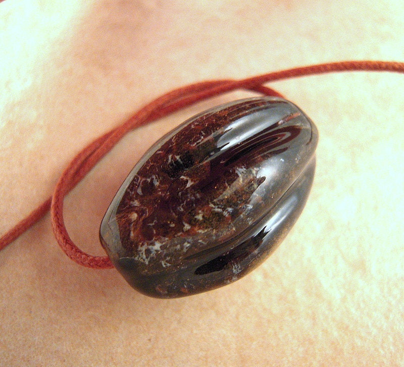 1 LARGE, Brown Kazuri Bead, African Bead, Ceramic, Tapered, Glazed, Brown Ethnic Bead, Made in Kenya