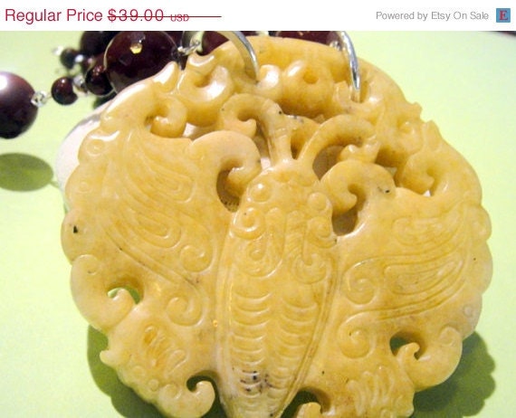 ON SALE For the Love of Change and Transformation           ( Carved Jade Necklace)