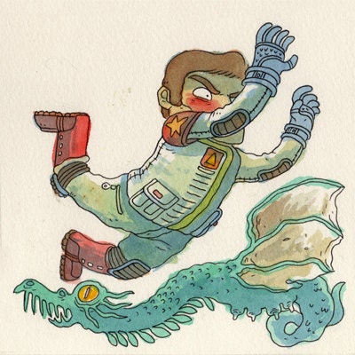 Dash Galaxy in the Alien Asylum - original NES illustration