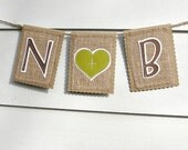 COUPLES INITIALS Kraft and Burlap Banner with Heart, Custom Colors Available