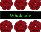 Wholesale Lot of 20 Crochet Flowers- Choose Color & Yarn Type