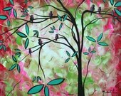 Abstract Original Lilly Pulitzer Inspired Bird Painting MADART  24x24  Through the Looking Glass