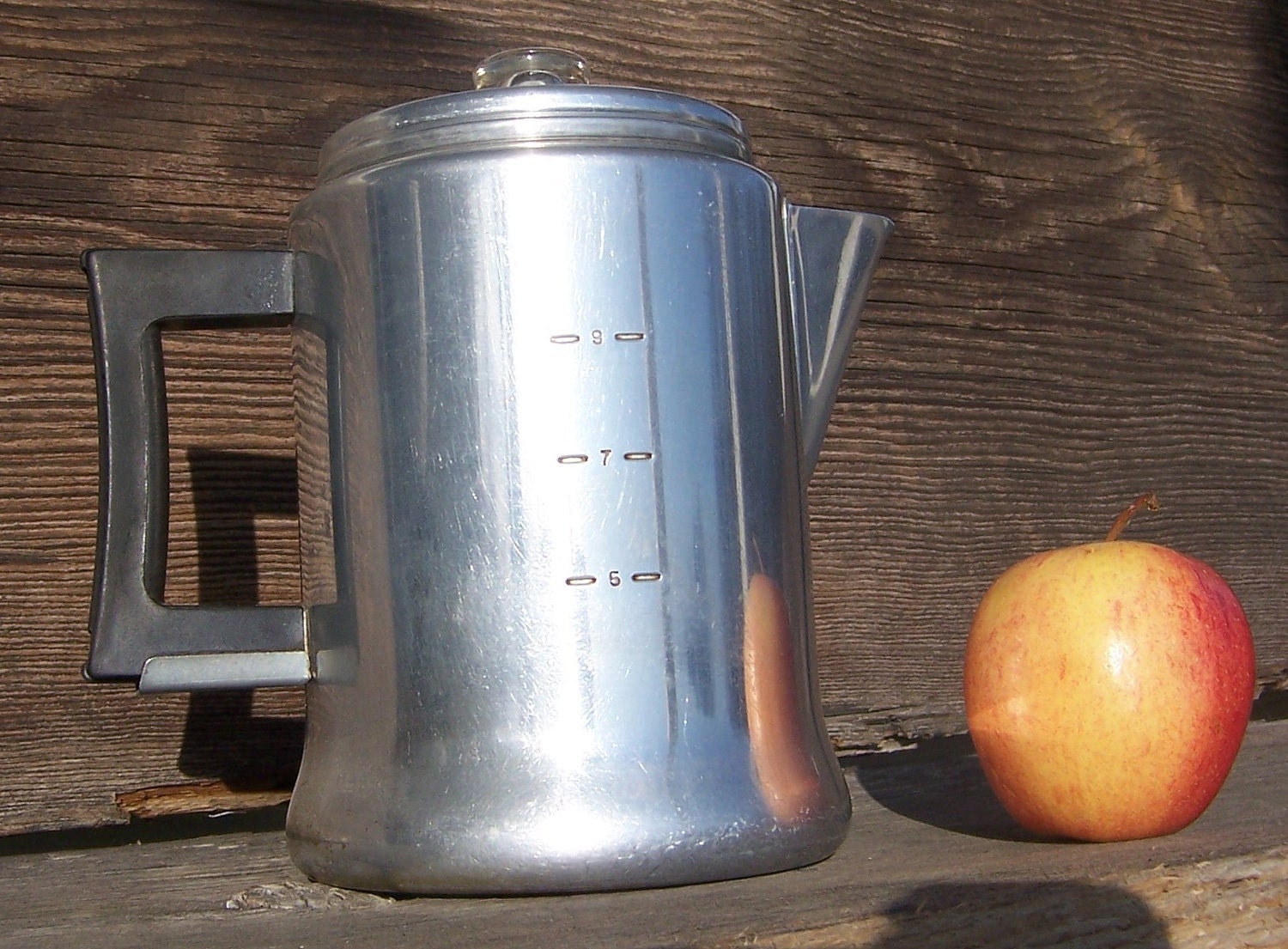 Mid-century aluminum with black handle coffee maker by Enterprise