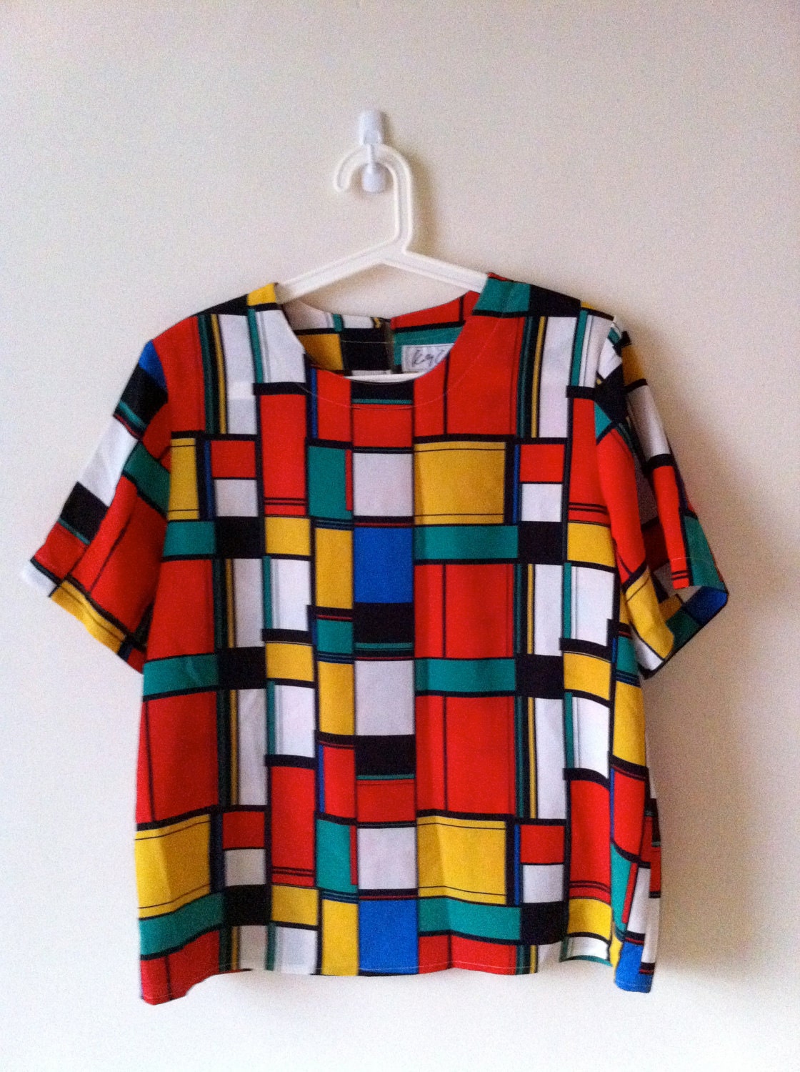 Vintage 1980's Mondrian-inspired Printed Blouse
