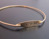 Personalized Baby Birthdate Bangle Bracelet, Custom Date Jewelry, Hand Stamped Personalized Birthday Jewelry, Custom Birthday Bracelet