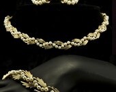 Vintage Gold Trifari Necklace, Bracelet, and Earrings
