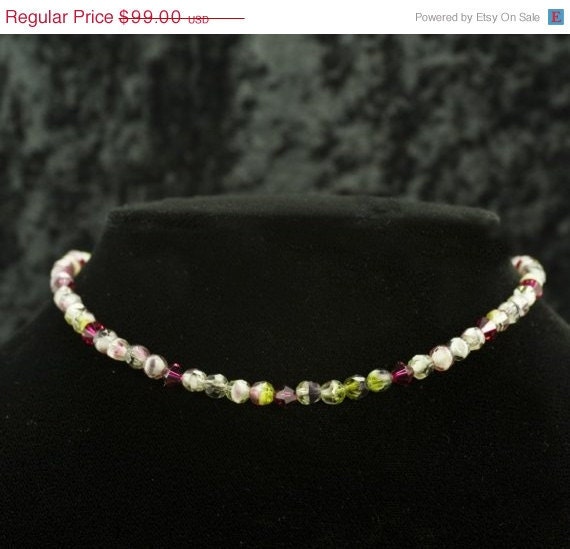 Crystal Necklace and Earrings - tourmaline look