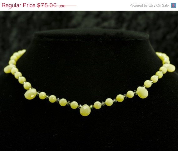 Olive Jade Faceted Necklace and Earrings