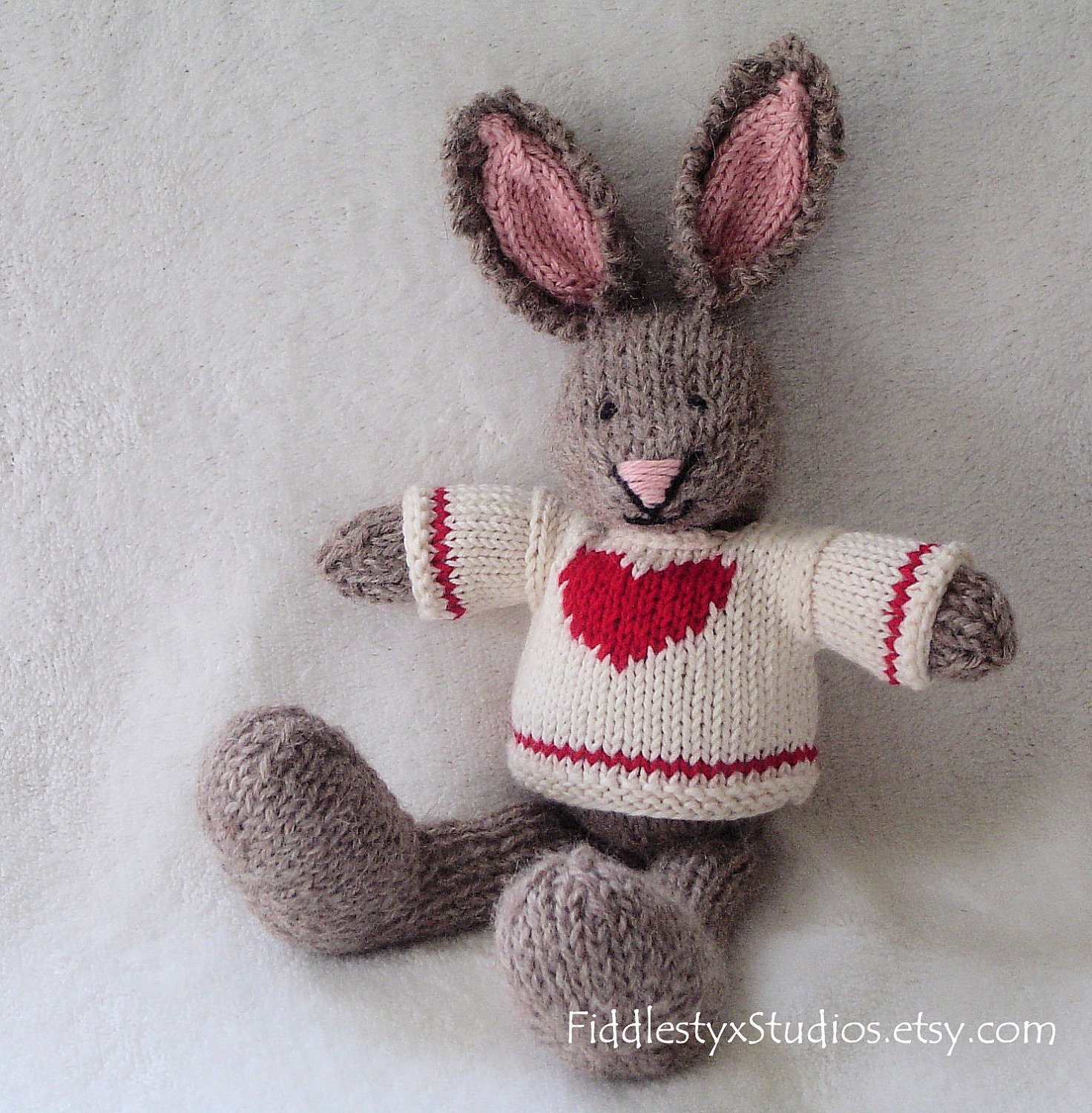 Valentine Day Gift - Valentine Toy - Hand Knit Bunny