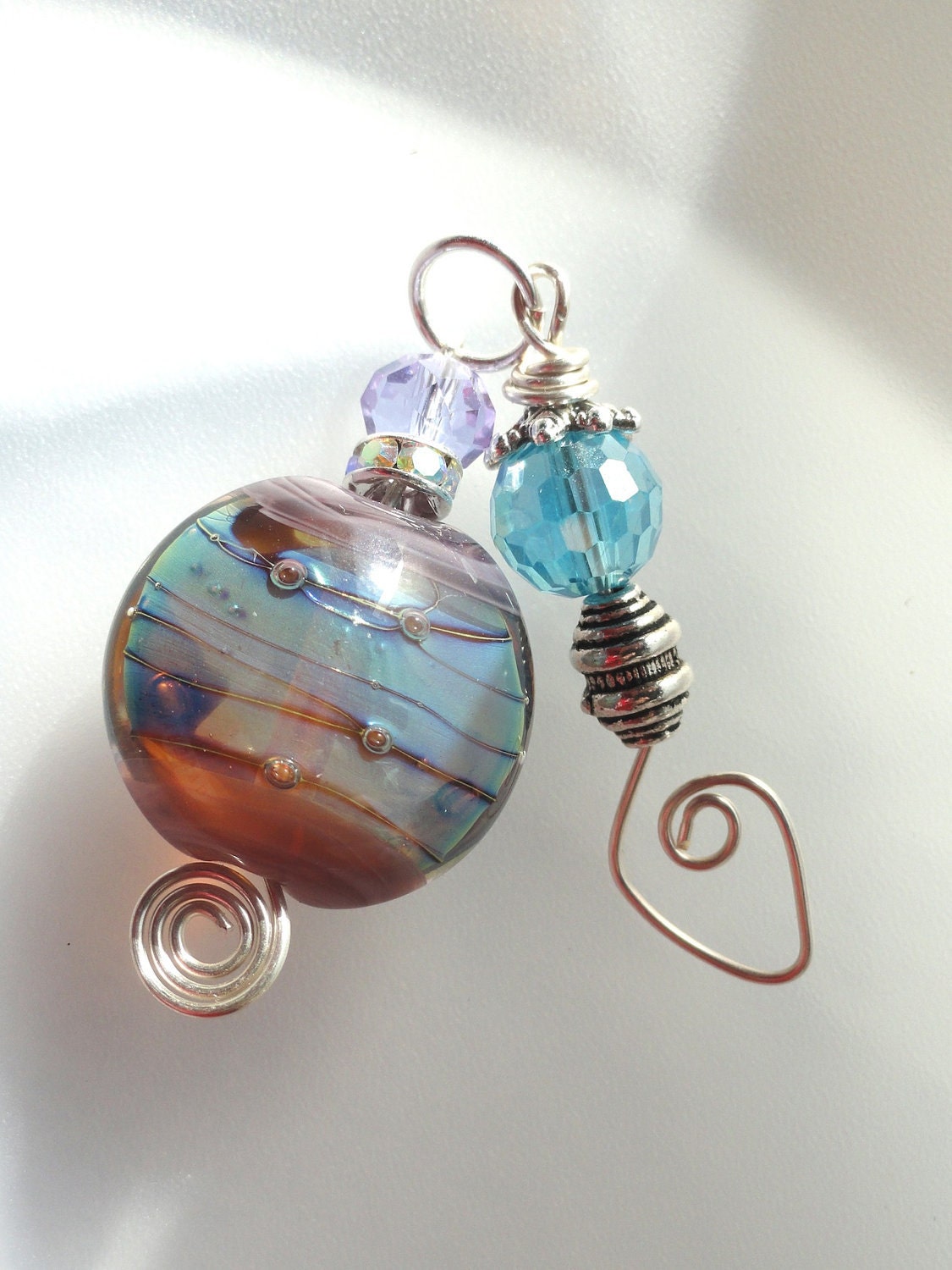 Amber & Blue Astral Lampwork Pendant