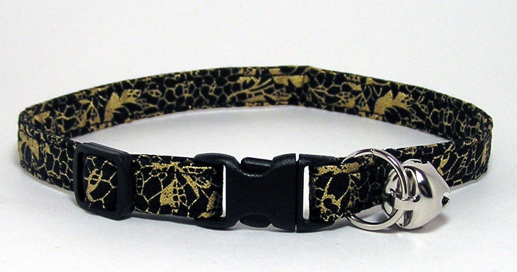Cat Collar - Fancy Black and Gold