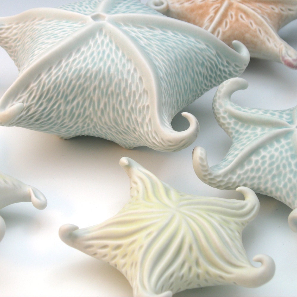 Yellow carved porcelain starfish - robertapolfus