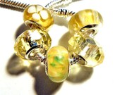 FREe SHIPPING  European bead set yellow charms PBS875