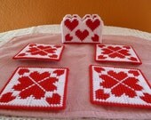 Set of 4 Valentine's Hearts Afire Coasters