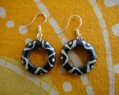African Batik Bone Disc Earrings