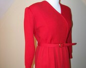Siren Red Belted Dress 80s Vintage