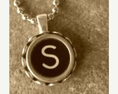 Typewriter Key Pendant Necklace the letter S, ALL Letters Available