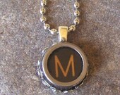 Personalized Typewriter Key Necklace, Vintage Steampunk Jewelry, the letter M, ALL LETTERS Available