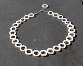 Mod White Shell Donut Disc Necklace with Amethyst Purple Swarvoski Crystals