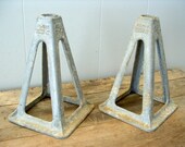 Vintage Pair Aluminum Trailer Jack Stand Parts Steampunk Assemblage Salvage Parts
