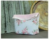 Pink Roses clutch bag purse Handmade Shabby Chic Wedding Large Pouch Flat Bottom Kindle Make Up Travel Gadget Bag tagt team