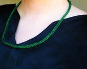 UNISEX - GREEN 24 Inch Viking Knit Necklace - Single Weave with Five Loops