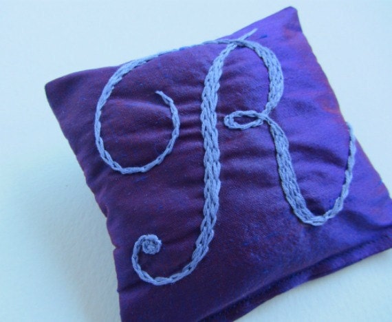 Lavender Sachet with Personalized Hand Embroidered Initial by Dolce Dreams