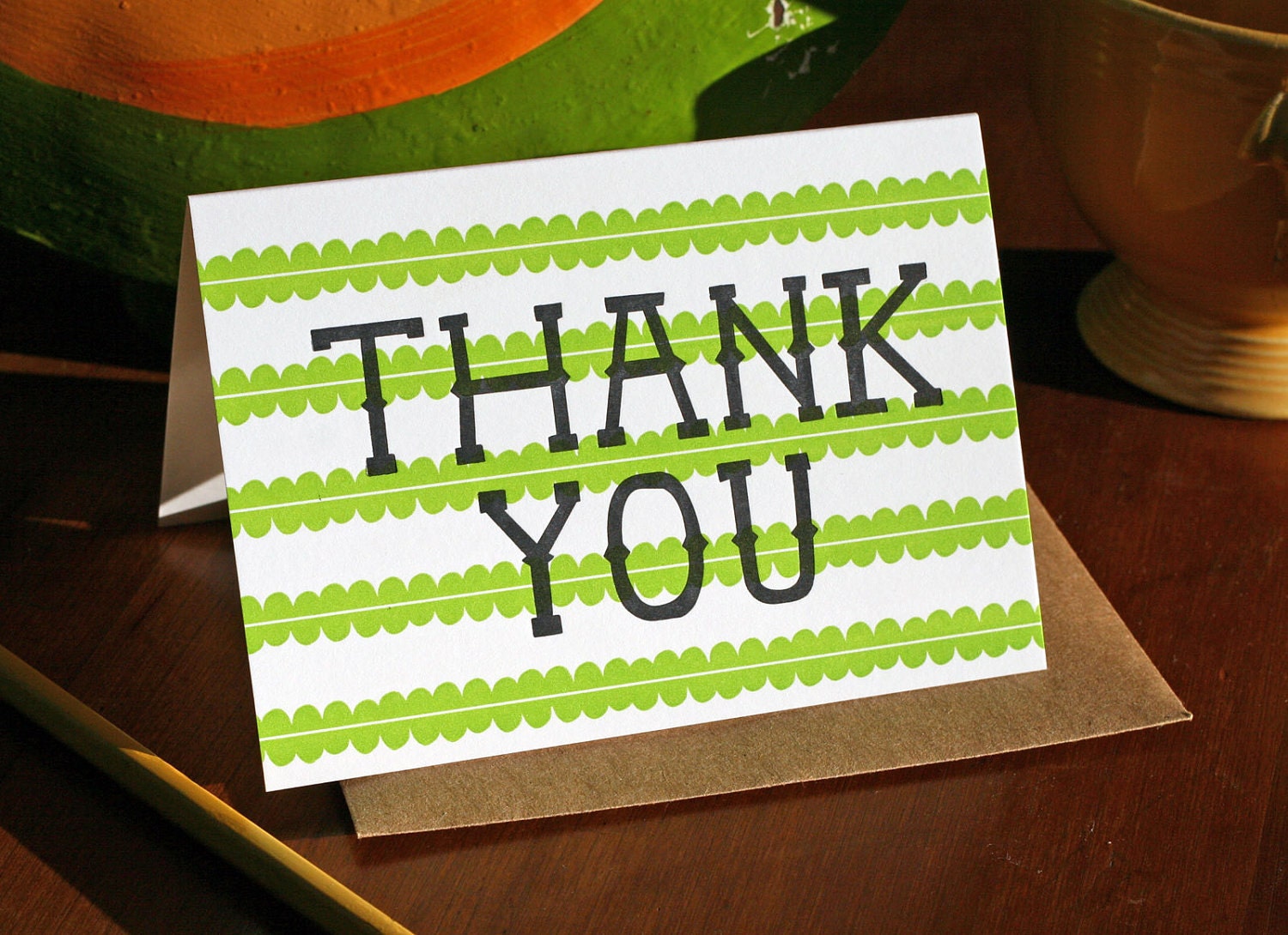 Thank You - Scallops / Letterpress Printed Card