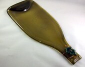 Green recycled wine bottle cheese candle tray