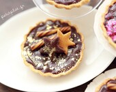 Miniature Chocolate Tart - Golden Stars - Dollhouse Miniature in 1/12 Scale