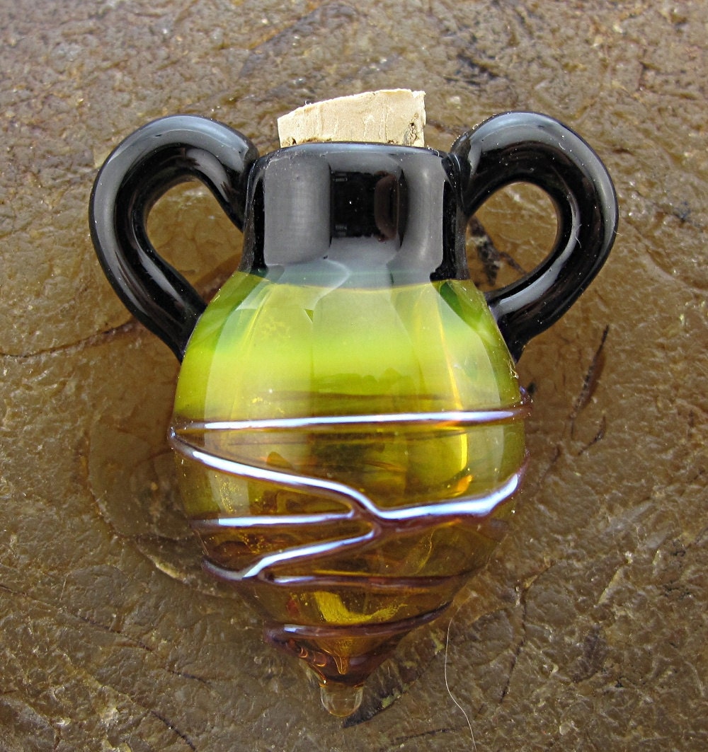 Lampwork Focal Pendant Handblown Vessel -Glowing Trail- Handmade by Jason Powers SRA