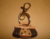 Cute Plastic Toy Replica Brown Floral Purse Handbag Keychain