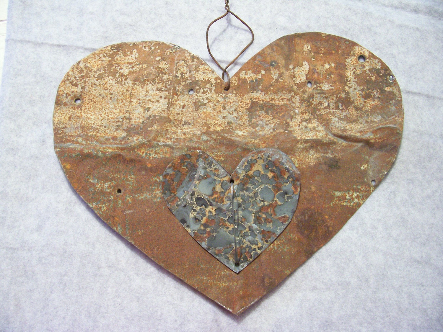 Heart Antique Tin Metal Valentine's Day Wall Hanging